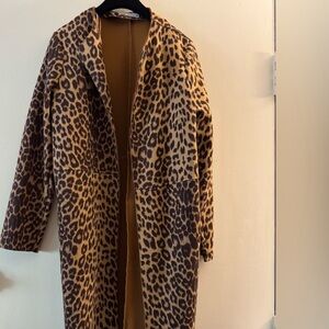 Zara Brown Leopard Print Teddy Jacket